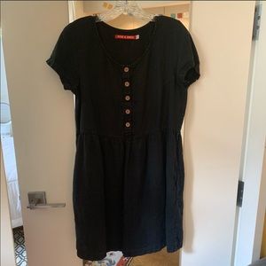 PYNE & SMITH BLACK LINEN MINI DRESS SIZE SMALL